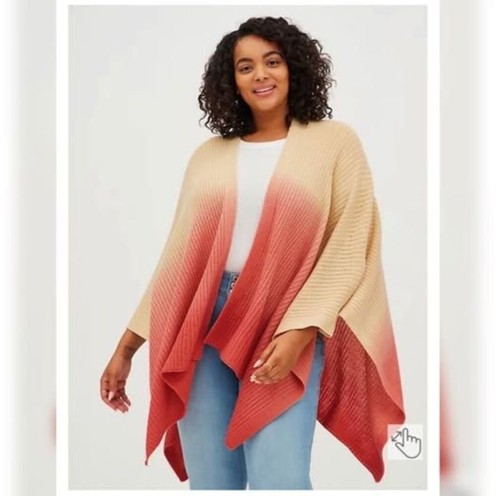 Torrid Dip Dye Ruana Knit Sweater - NWT - One Size Fits Most - Picture 2 of 9